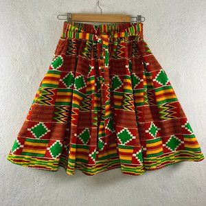 Look At Me Ankara Womens Skirt Sz‎ S/M Dashiki Print African High Waist Belted